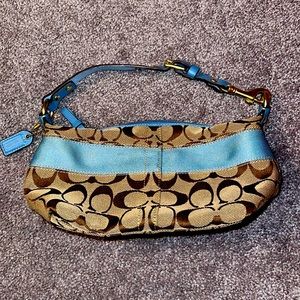Coach Signature Shoulder Bag w/ Blue Accents
